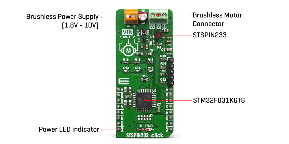 Click Boards Motor Control Brushless STSPIN233 Click